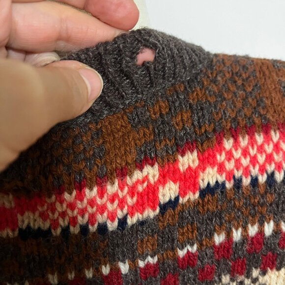 Vintage BENETTON Men's Shetland Fair Isle Wool Sweater Size Large - Picture 5 of 6